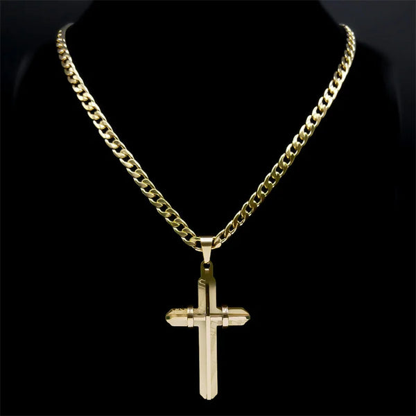 Men's Cross Male Crucifix Long Necklace