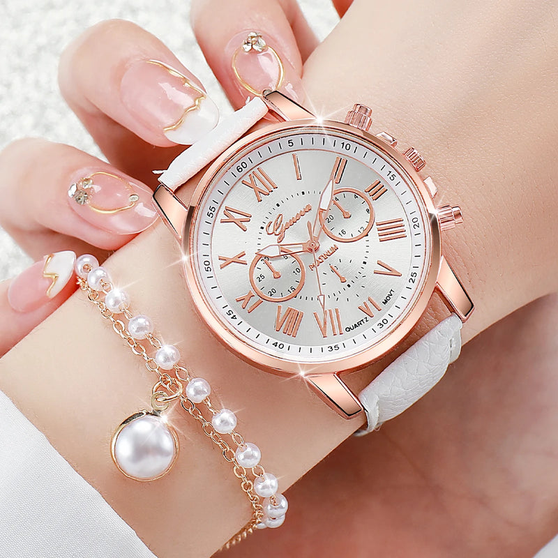 5 Pcs/set Women's Fashion Roma Watch